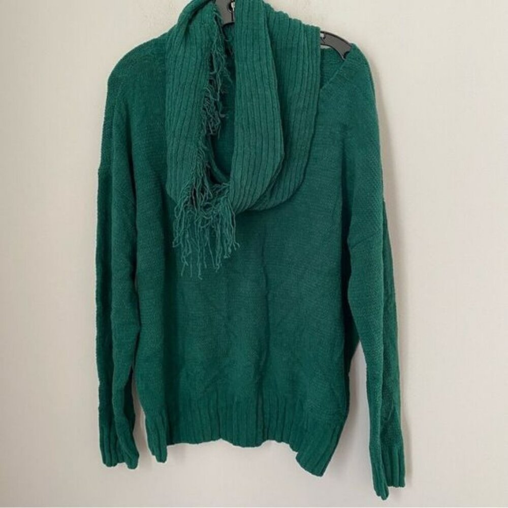 Charter Club Women’s Cozy Thick Knit Sweater with Neck Warmer Green XL